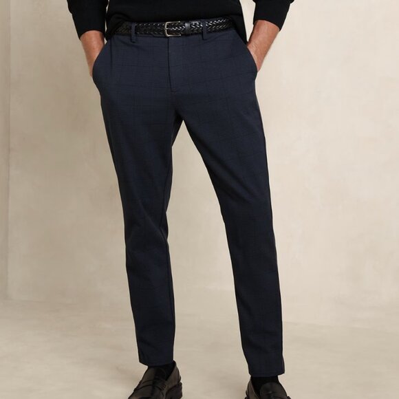 Banana Republic Factory Grayson Slim Tapered Pant, Navy Windowpane, NWT - Picture 1 of 1